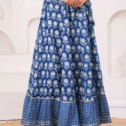 clothy n wave Women Printed Flared Blue Skirt image 4