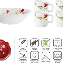 larah by borosil Opalware Serving Bowl Red Lily (LH) image 3