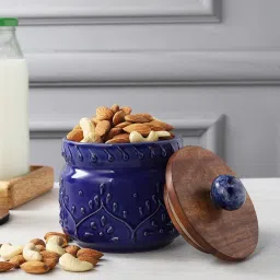 Indigo Ceramic Storage Jar by MIAH Decor image 1