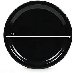 kanha Plastic Pack of 6 Round Glossy Plain Black Designed (11 Inch) Dinner/Lunch Plate Dinner Plate image 4