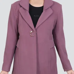 young club classic GARMAN VELVET Self Design Coat For Women image 4