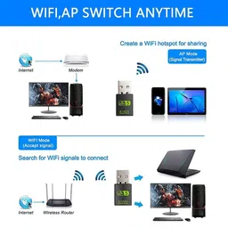ROCKTECH USB Bluetooth WiFi Adapter 600mbps 2.4/5Ghz 2 in One WiFi and BT Data Card image 3