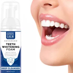 barbers crew Teeth Whitening Foam To Removes Bad Breath Fights Germs For Men & Women- Teeth Whitening Kit image 2