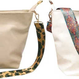 dakota Beige, White, Brown Women Sling Bag with Detachable Green Belt for Girls & Women-picture-20