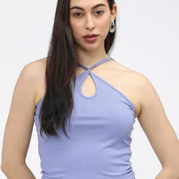 tokyo talkies Casual Sleeveless Solid Women Purple Top-picture-21