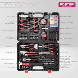 foster FHT-910 182pcs Home Tool Kit with Screwdriver set,Allen Keys, Wrench, Socket Set Hand Tool Kit image 3