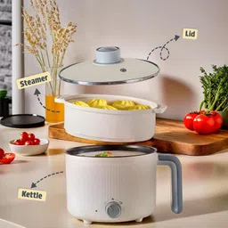 mooka MINI Multipurpose Electric Cooker with Steamer - Non-Stick Hot Pot Rice Cooker Multi Cooker Electric Kettle image 2