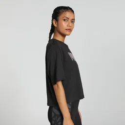 puma WOMENS GRAPHIC TEE CONCEPT Women Solid Crew Neck Polyester Black T-Shirt image 2