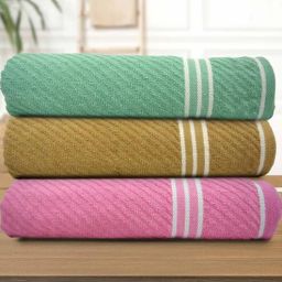 athom living Multicolor Cotton Solid 500 GSM Bath Towels (Pack of 3)-picture-24