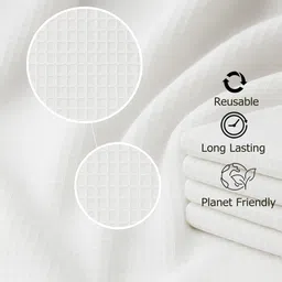 attica tracery White Waffle Towels with Green Border White Cloth Napkins image 4