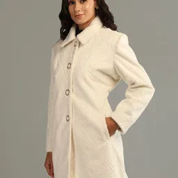 honnete 100 % Polyester Self Design Coat For Women image 3