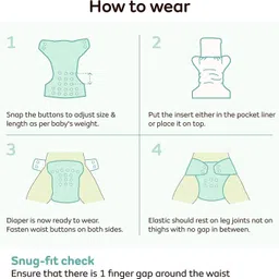 maalove Baby Cloth Diapers Green Blue with White Inserts Set of 2 image 3