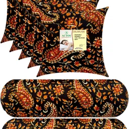 actos Combo Set Of 5 Cushion And 2 Microfibre Floral Bolster Pack of 7-picture-20
