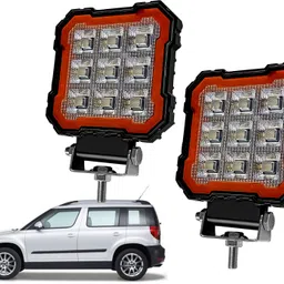 auto pearl 4 inch Square Auxiliary Amber DRL Spot Light Off Road Light for Car 436 Back Up Lamp Car LED for Skoda (12 V, 30 W)-picture-35