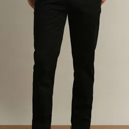 peter england Men Slim Fit Black Cotton Blend Trousers-picture-42