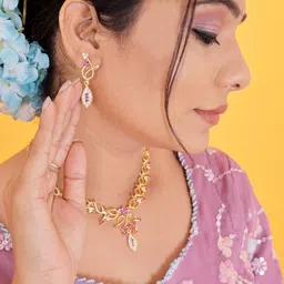 tinaliva Brass Gold-plated Multicolor Jewel Set image 3