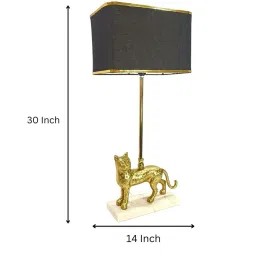 casagold Antique Brass Finish Metal Design Cheetah Table Lamp with Marble Base image 2