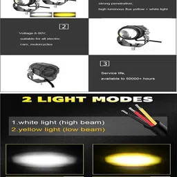 maties High/Low Beam Amber And White Twin Mini LED Light For Vehicle-147 Fog Lamp Car, Motorbike, Truck, Van LED for Maruti Suzuki (12 V, 55 W) image 2