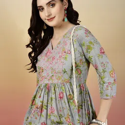 glam roots Embroidered Pure Cotton Stitched Anarkali Gown image 5