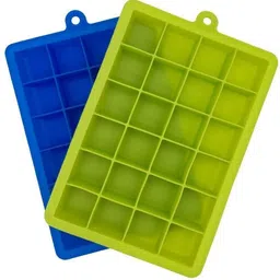 kamview 2 Pcs Flexible Soft Silicone 24 Cavity square shape Ice Cube maker tray Mould Green, Blue Silicone Ice Cube Tray-picture-13