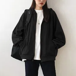 Women Full Sleeve Solid Hooded Sweatshirt-image-10