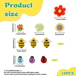 zorbes Cartoon Resin Flower Magnets Bee Set for Fridge Whiteboard Decor 10 Pack Fridge Magnet Pack of 10 image 2