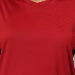 dida Women Solid Round Neck Polyester Red T-Shirt image 4