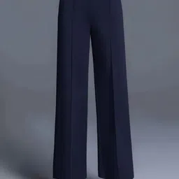 nxtwin Women Regular Fit Dark Blue Polyester Trousers image 1