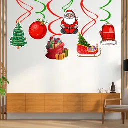 zyozique Red, Green Merry Christmas Decorations Theme Swirls Hanging (Pack Of 6)-picture-19