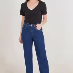 r.code by the roadster life co. Women Loose Fit Mid Rise Dark Blue Jeans image 3