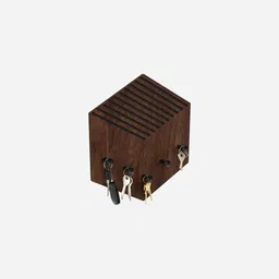 bluewud Ramnet Wooden Wall Mounted Decor Key Holder Hanger with 5 Hooks image 4