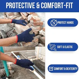 7shield Blue 100% Cotton Knitted Safety Hand Protection Work Gloves for Mechanic Polyester Safety Gloves image 5