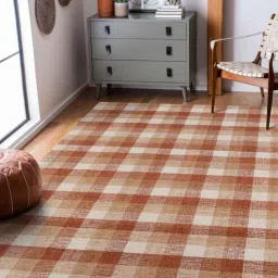 Orange Geometric Wool 8 ft x 10 ft Hand Tufted Carpet by Saraswati Global-picture-12