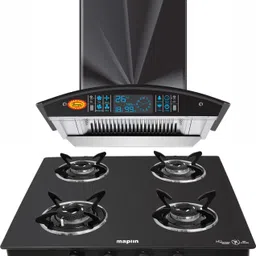 Combo of Auto Ignition Curve GH04 Gas Cooktop and Surya SS60 (60cm) Auto Clean Wall Mounted Black 1400 CMH Chimney-image-7