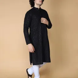 chirasvi Men Embellished Cotton Rayon Straight Kurta image 5