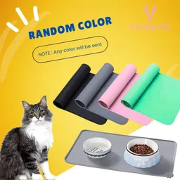 vayinato 30*48cm Pet Feeding Mat-Random Color (Paw Print) Dog, Rabbit, Cat Pet Mat image 2