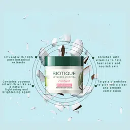 BIOTIQUE Coconut Brightening Instant Glow Cream| Lightweight face cream| All Skin Types image 3