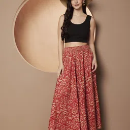 zwerlon Women Printed A-line Red Skirt image 5