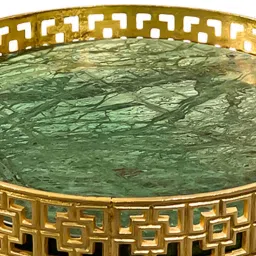 izzhaar Green Garnet Marble & Metal Serving Tray image 5
