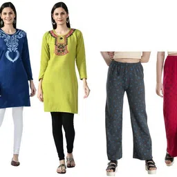 indeweaves Pack of 4 Women Self Design Wool Straight Kurta-picture-26