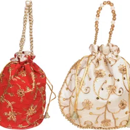 sunesh creation Women Red, Beige Potli-picture-18