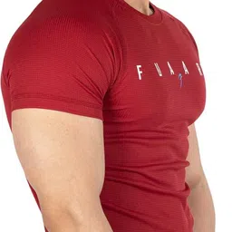 fuaark Men Typography Round Neck Polyester Maroon T-Shirt image 4