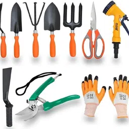 agt Pruner, Scissors,Khurpi ,Gloves ,8 Patten tregar ,Hand weeder,Hand big trowel, Hand small trowel,Hand fork,Hand cultivator Garden Tool Kit image 1