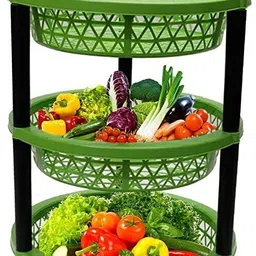 collectrio Kitchen Rack Basket for Office Use Fruits and Vegetable (Plastic, Multicolor) Plastic Kitchen Trolley image 3