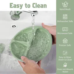 kleesi Silicone Baby Feeding Set | Suction Plate, Bowl, Bib, Spoon, Fork & Cup - Plastic image 5