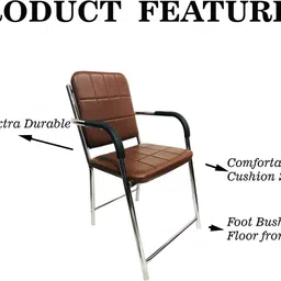p p chair Visitor Chair home/office with arm Rest with Steel Frame and Cushioned seat Back Leatherette Office Arm Chair image 5