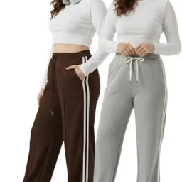 ayvina Pack of 2 Women Solid Multicolor Track Pants-picture-27