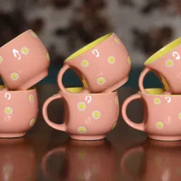 pink city Pack of 6 Ceramic, Bone China Pink Ludo Small Size Tea cup set image 2