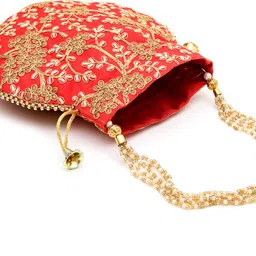 mihir clothing Women Red, Gold Potli image 3