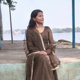 krini Women Solid Georgette Anarkali Kurta With Attached Dupatta image 1